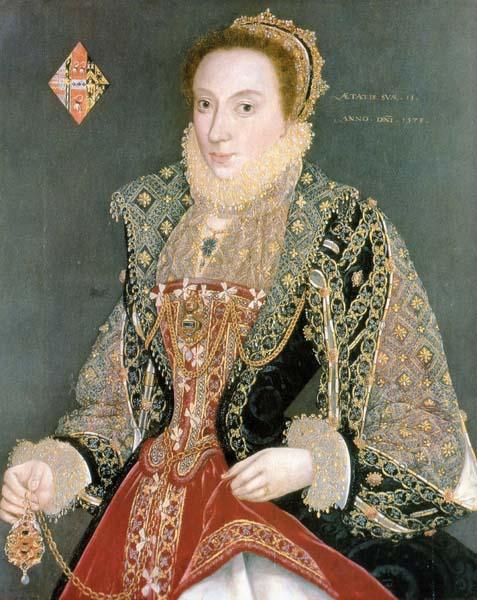 george gower Portrait of Mary Denton, oil on panel, York City Art Gallery. oil painting image